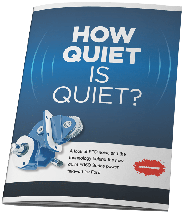 An image of the front of a white paper booklet download with the "How Quiet is Quiet?" in all caps. At the bottom left-hand corner there is an image of the FR6Q Series PTO.